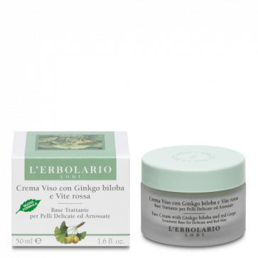 L'Erbolario Crema Viso Anti Rossore per Pelli Delicate con Ginko Biloba e Vite Rossa 50 ml