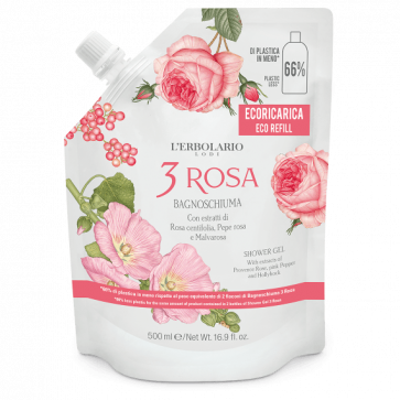 L'Erbolario Ecoricarica Bagnoschiuma 3 Rosa 500 ml