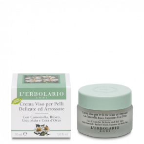 L'Erbolario Crema Viso per Pelli Delicate ed Arrossate con Camomilla, Rusco , Liquirizia e Cera D'Orzo 30 ml