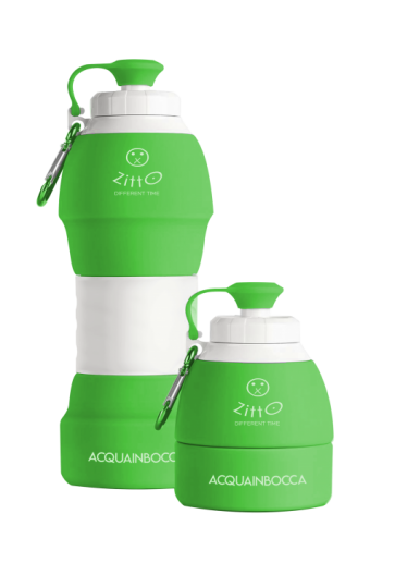 Zitto ZITTO ACQUAINBOCCA BASIC Foldable silicone bottle Spring Green